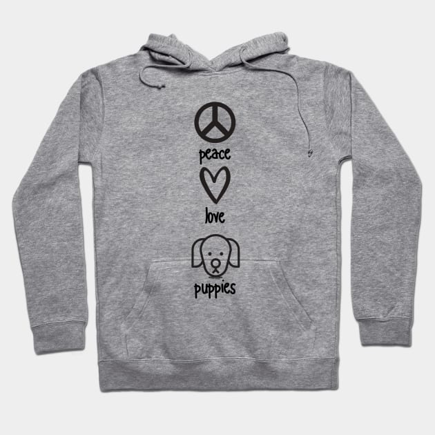 Peace, Love, Puppies Hoodie by Phebe Phillips